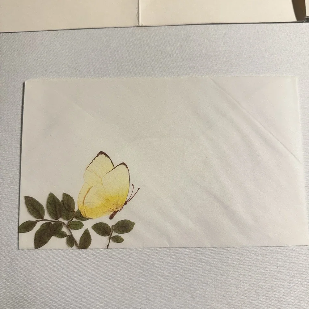 Vintage Current Flowerart Stationery Set Sheer Envelopes w/ Butterfly Floral '85